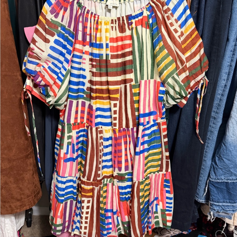 Pinch Multicolor Striped Patchwork Mini Dress